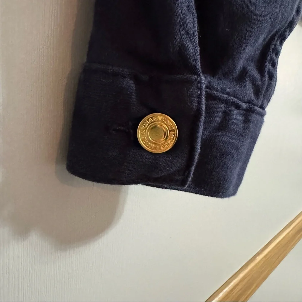 Michael Michael Kors Dark Blue Jean Jacket with Gold Buttons Size Medium